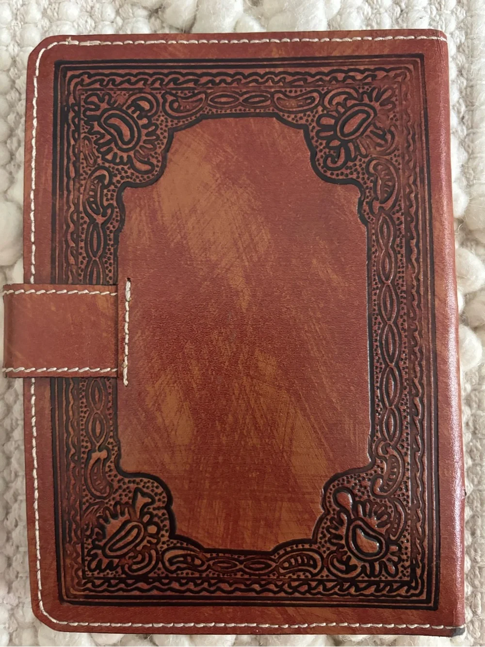 Vintage hand-tooled brown Leather Sorrento Italy Journal notebook cover